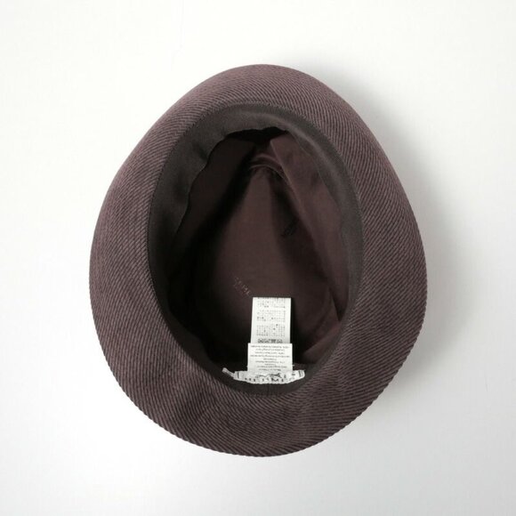Hermes Hat 59 Folded Hat Corduroy Leather Purple Purple Brown